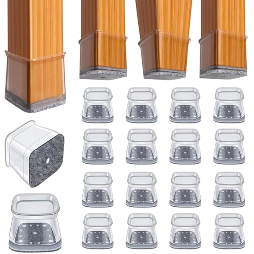 Image of HASTHIP 16Pcs Chair Leg Floor Protectors, Felt Padded, Non-Slip Silicone Chair Leg Protectors for 1-1.5 Inch Tilting & Vertical Legs, Floor Protectors for Dining Chairs, Bar Stools, Office Chairs