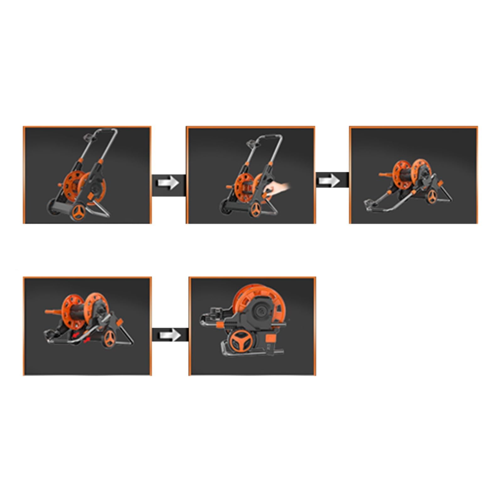 Pistolet d'arrosage avec embout multi-jets, Chariot enrouleur de tuyau d'arrosage avec conception extensible sans pli, 1/2 pouces X 20M(Size 02)