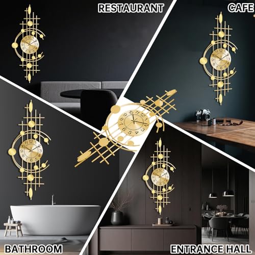 Horloge murale moderne dorée BF498 : grande pendule décorative pour salon - 7