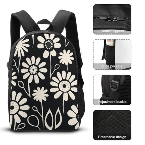 3 Piece Backpack for Women Men Lightweight Causal Daypack Shoulder Bag Set with Insulated Lunch Bag And Pencil Case Organizers Cheerful And Gorgeous3