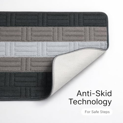 Image of DecorTwist PVC Door Mat 60x40 cm | Heavy Duty Indoor Outdoor Entrance Mat | Anti-Slip Rubber Back | Waterproof, Dust & Dirt Trapping | Non-Slip Mat for Home & Office | Style 5 Black Blue | Pack of 2