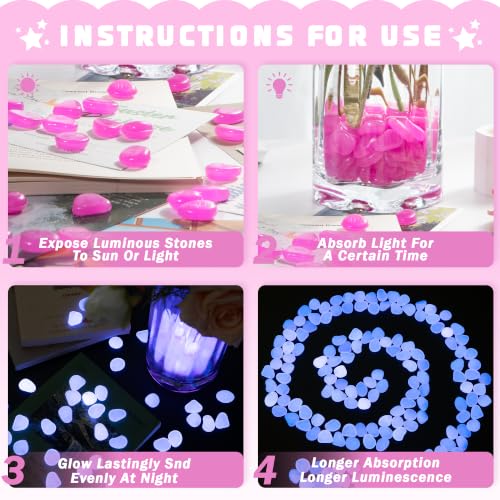 Image of OSOPOLA 150 PCS Glow in The Dark Rocks - Purple Luminous Stones | Fish Tank Accessories Turtle DIY Decor Pebbles for Fairy Garden Yard FD05DP150