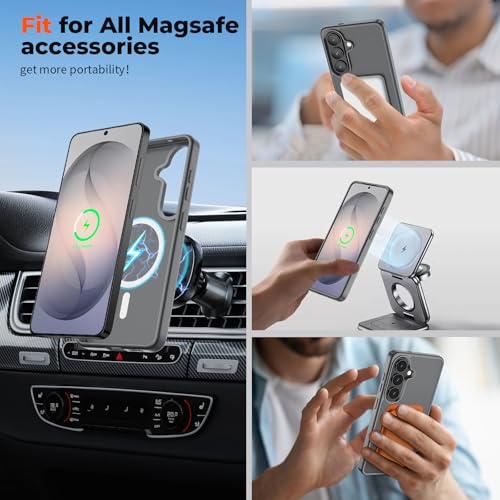 Image of SUPFINE Magnetic for Samsung Galaxy S26 Case with Screen Protector, (Built-in Magnets) (Military Grade Drop Protection) Slim Translucent Shockproof Phone Case,Titanium Gray