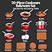Gotham Steel 20 Pc Pots and Pans Set Nonstick Cookware + Bakeware Set, Complete Ceramic for Kitchen, Non Stick with Lids, Dishwasher / Oven Safe, Toxic - Red