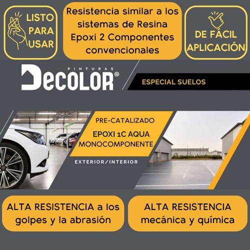 Miniatura 2 de Pintura De Resina Epoxi Monocomponente Al Agua. Protege Y Decora Suelos De Hormigón, Garajes, Terrazas, Pistas Deportivas. Exterior Interior. 4 Litros Gris Pizarra Ral 7015