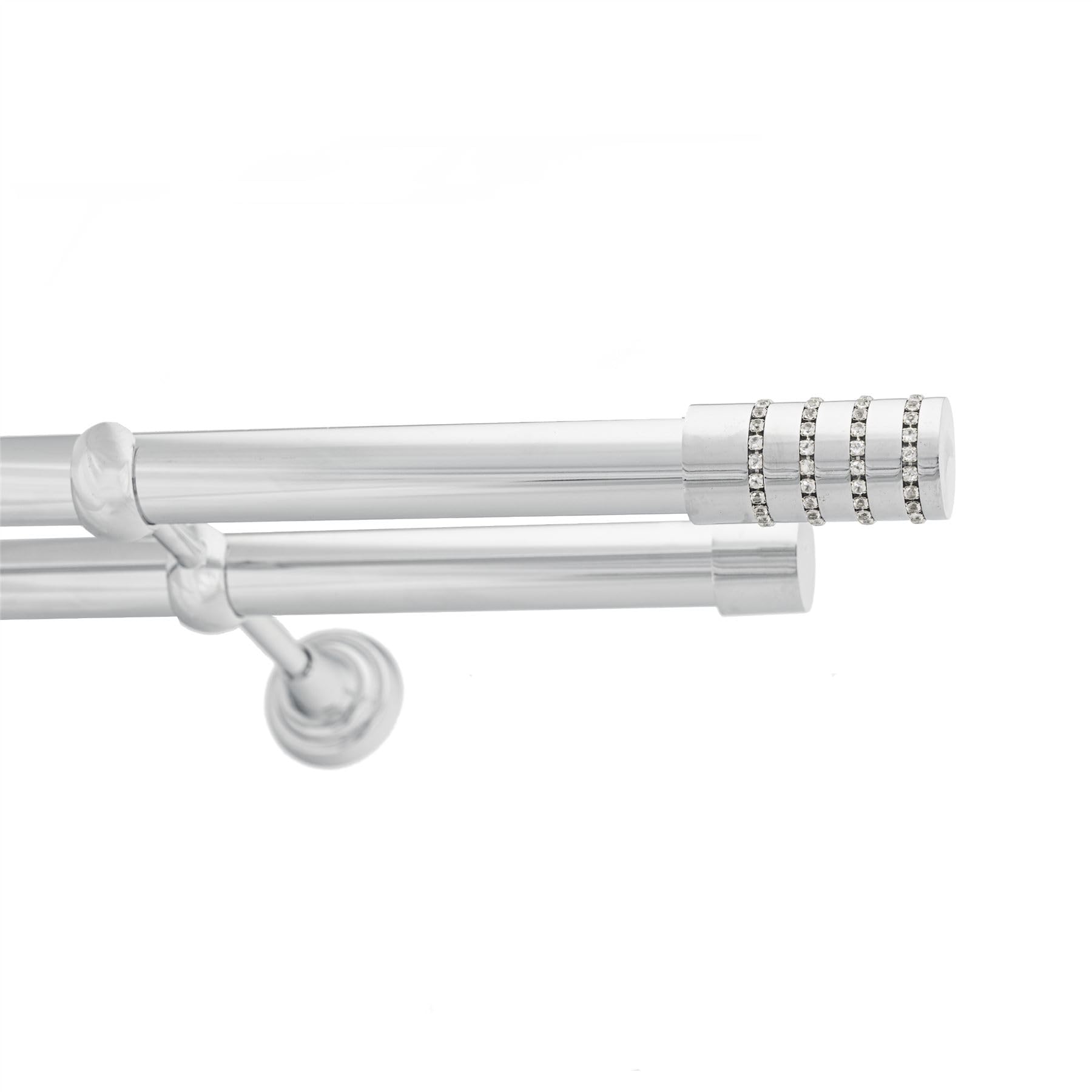 Ianpav Roseti Double Metal Curtain Pole 25/25Mm With Finials Rod Cassic Brackets 350Cm Chrome