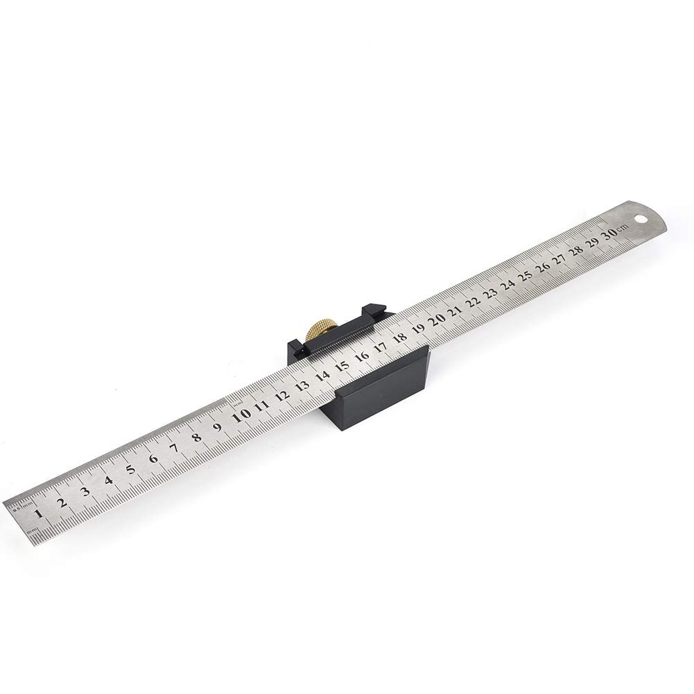 Angle Line Scriber Ruler Locator Woodworking Steel Ruler Positioning Block Carpenter Supplies (Positioning Block + Steel Ruler)