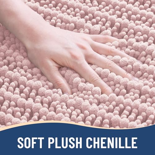 Image of Arotive Luxury Small Bathroom Rugs 24x16, Extra Soft Thick Absorbent Shaggy Chenille Bath Rugs, Machine Wash Dry, Bath Mats for Bathroom Floor, Tub and Shower, Home Decor Accessories, Dirty Pink