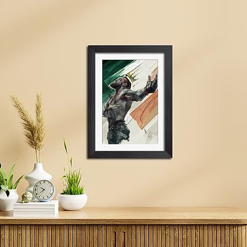 Image of TenorArts Conor McGregor MMA Poster Frame Fighter Laminated Photo Framed Painting with Matt Finish Black Textures (12 inches x 9inches)