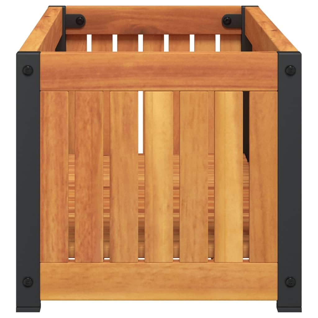 vidaXL Jardinière 80x30x27,5 cm Bois Massif d'acacia et Acier, jardinière d'extérieur, bac à Fleurs, bac à Pommes de Terre, jardinière de terrasse