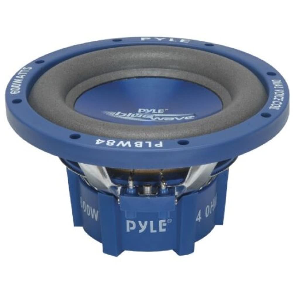 1 PYLE PLBW84 Sub subwoofer Coche Azul de 300 vatios rms y 600 vatios MAX 8" 20 cm 200 mm woofer dvc Doble Bobina 4 + 4 Ohm, 1 Pieza
