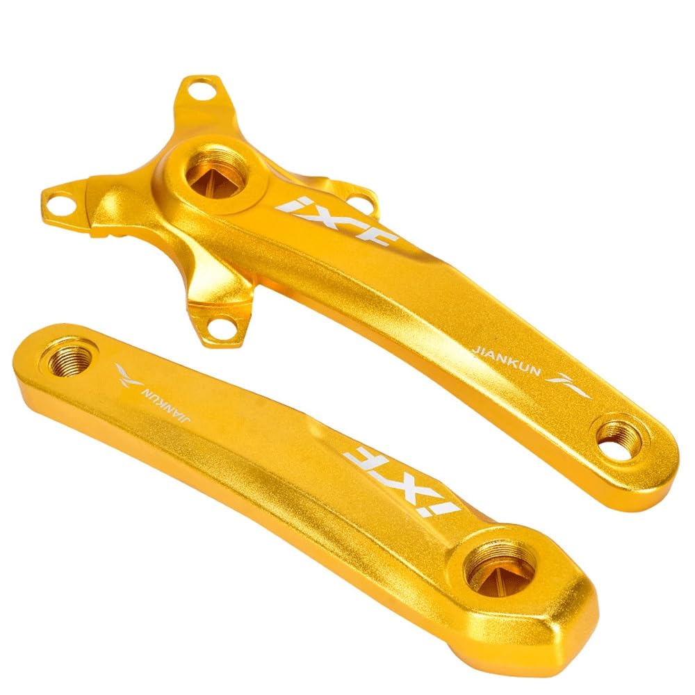 KANGXYSQ Mountain Bike Crank Arm Set 170mm Square Taper Crankset Bikes Crank Compatible With Single/Double/Triple Chainring(Gold)