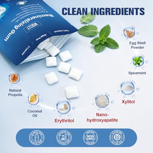 Image of Remineralizing Gum with Nano Hydroxyapatite and Xylitol,Smooth Mint Hydroxyapatite Gums for Enamel Support and Gum Care,Sugar Free Gum with Long-Lasting Flavor