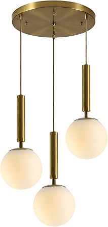 Gold Round Ball Ceiling Light - Modern Milk Glass Pendant For Bedroom & Dining
