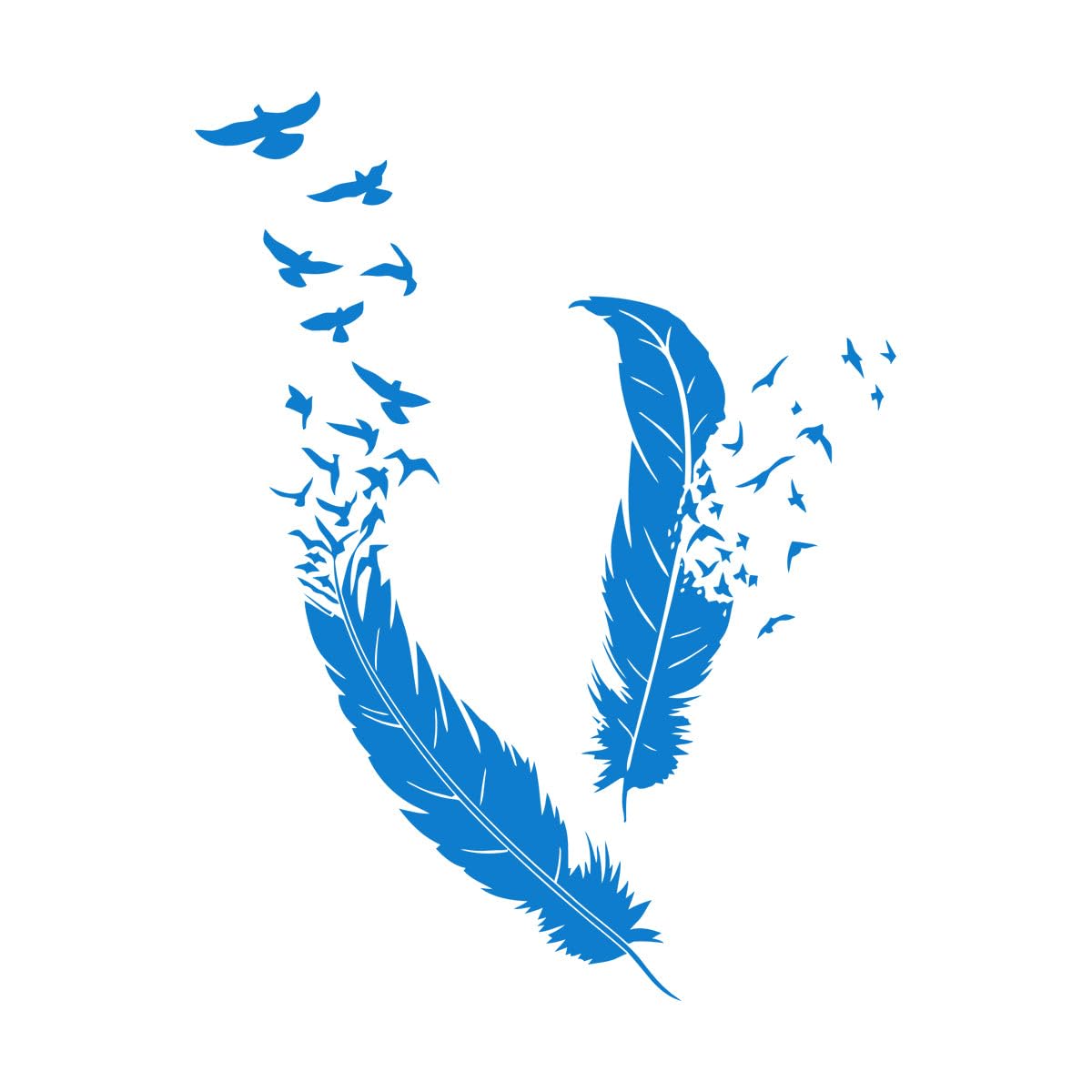 Birds Flying of Feather Beautiful Your Wall Stickers Paster Paper 72x111.9cm Multiple Size Options Extra Large Blue — image 1