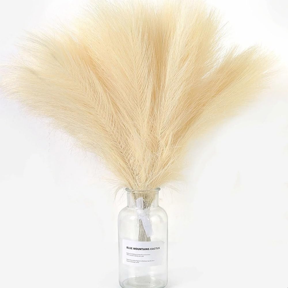 Bouquet de Pampas artificielles en Soie Multicolore, 40 cm, Lot de 10 ou 15(Curry,15pcs)