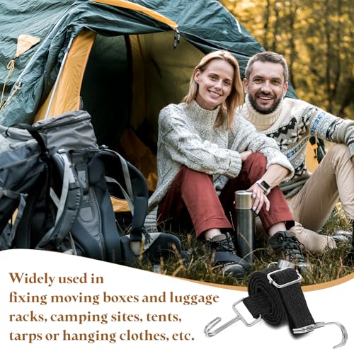 Image of uxcell 2Pcs Adjustable Bungee Cords with Hooks, 39 Inch Flat Heavy Duty Elasticity Straps Rubber Bungee Cords with Buckle for Outdoor, Camping, Tarp, Bike Rack, Luggage, Black