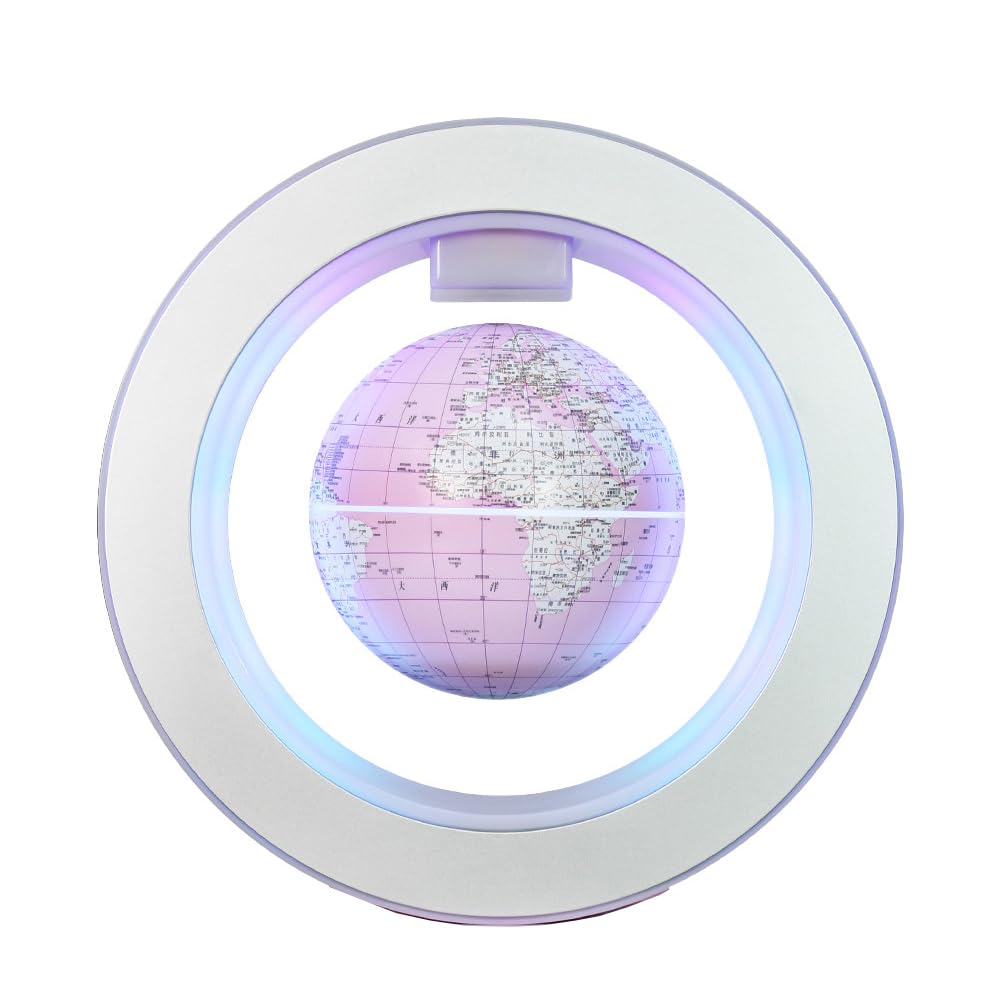 Magnetyczna pływająca kula ziemska lewitacja pływająca mapa świata ze światłem LED rama w kształcie litery O, dekoracja gadżetu biurkowego, 10 cm kula ziemska