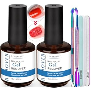 LOUINSTIC Gel Nail Polish Remover,Quickly Remove Gel Polish in 2-5 Minutes(2pcs/15ml)
