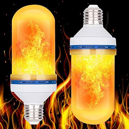 FanNicoo Led Flame Light Bulb 01, 4 Lighting Modes E26 Led SMD2835 Beads Simulated Atmosphere Flame Light Bulb for Christmas, Yellow Flame Light, 2 Pack