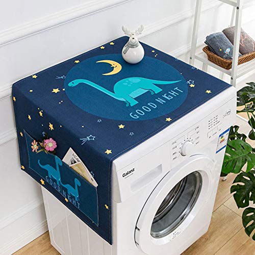 Multi-Purpose Washing Machine Covers Dark Blue Washer Dryer Top Cover Fridge Dust Proof Cover with Side storage bags