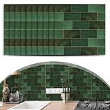 Helilyco Mosaikfliesen-Aufkleber für Küche, Badezimmer, Wand oder Boden, 3D, selbstklebend, PVC, Retro, dunkelgrün, Ziegel-Design, entfernbar, 15 x 15 cm und 20 x 20 cm, 10 Stück