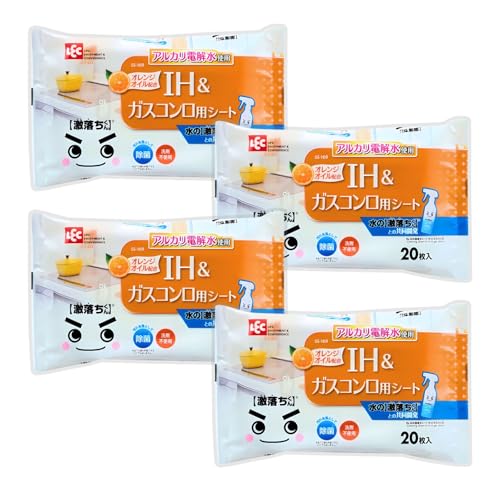 【まとめ買い】レック 激落ちくん 水の激落ちくん IH&ガスコンロ用シート 20枚×4個 アルカリ電解水 ウェットシート 掃除 電子レンジ