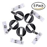 Kuuqa Retractable Badge Holder ID Badge Reel Clip (Set of 5)