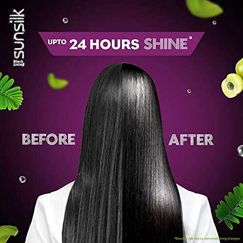 Image of Sunsilk Stunning Black Shine Shampoo 340 ml, With Amla + Oil & Pearl Protein, Gives Shiny, Moisturised, Fuller Hair