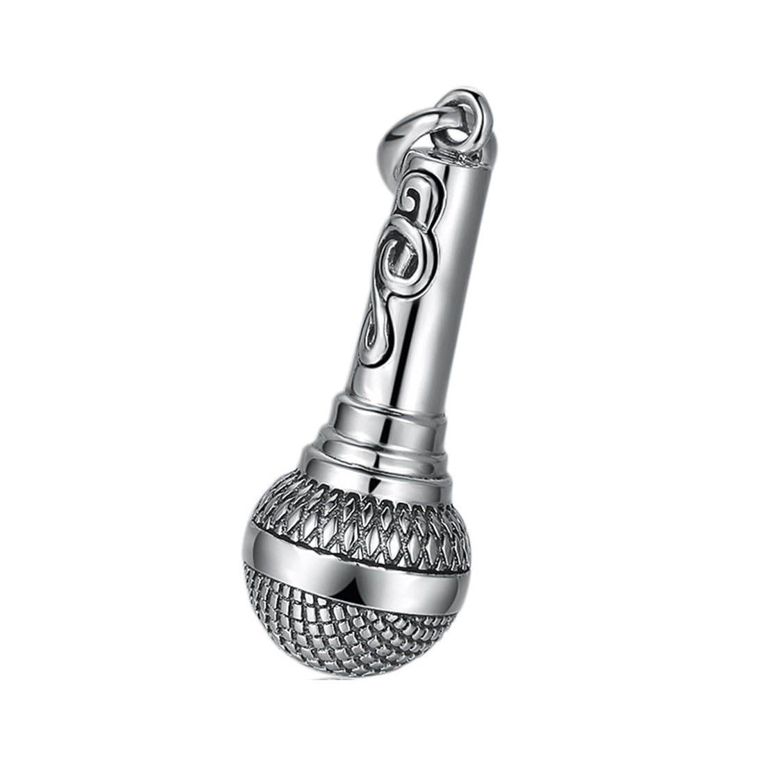 Ciondolo A Forma Di Microfono in Argento Sterling S925, Collana Con Ciondolo in Argento Sterling in Stile Musicale Per Uomini E Donne