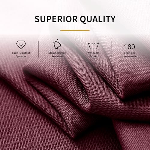 Image of Outpain 6ft Spandex Table Cloth for Standard Folding Tables-6Pack Burgundy Table Cloth Table Protector for Party, Wedding, Cocktail, Banquet, Festival