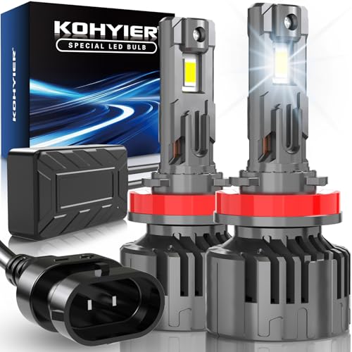 KOHYIER Bombilla H11 LED 40000LM 800% Más Luz, Ultra Brillante 6500K Blanco H11 H9 H8 LED 12V 24V Plug & Play, Pack de 2