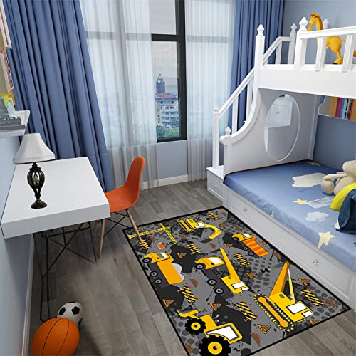 CAFCIOYG Construction Rugs for Boys Room Play Mat for Cars and Trucks PlayMat Kids Rugs for Playroom Car Carpet for Kids Room Construction Decor for Boys Room,Grey, 3'×5' by CAFCIOYG - Image 5