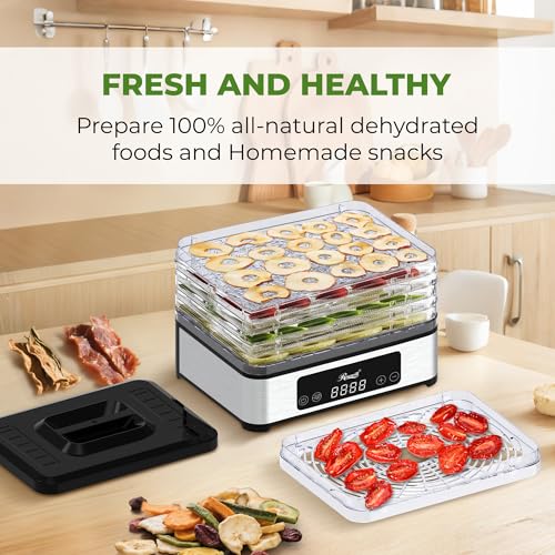 Image of Rosewill Compact Food Dehydrator, 5 Stackable Trays with Adjustable 48H Timer and Temperature Control - 400W Electric Food Dryer for Jerky, Fruits, Herbs, Veggies, Meat & Dog Treats