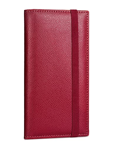 Image of Yarnic Checkbook Cover for Personal Checkbook, Checkbook Holder with Pen Holder & Built-in Clear Plastic Divider for Duplicate Checks (Dark Red)