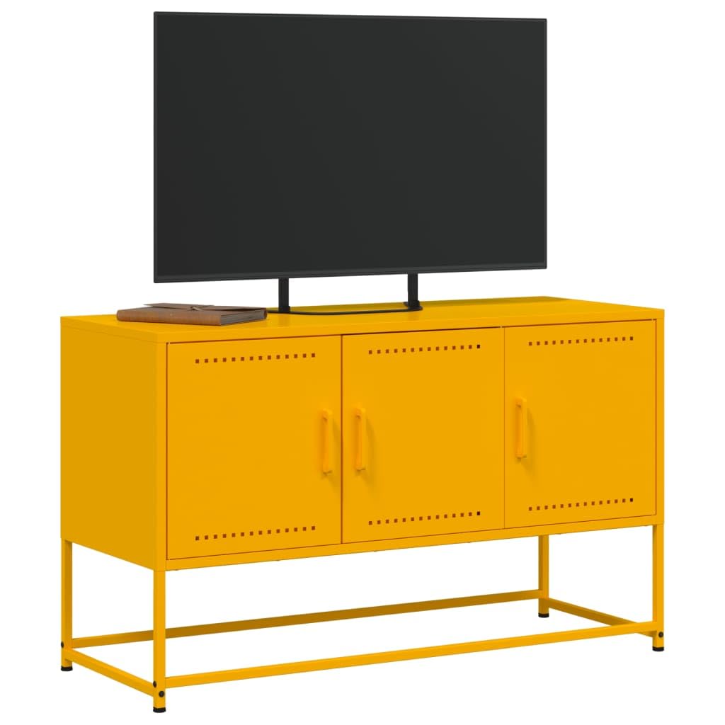 Mobile TV giallo senape, 100,5 x 39 x 60,5 cm, in acciaio