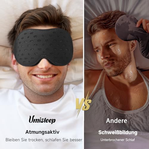 Umisleep Atmungsaktive 3D Schlafmaske für Seitenschläfer Schwarz OEKO-TEX STANDARD 100
Umisleep Atmungsaktive 3D Bequeme