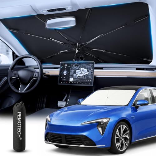 Image of PEMOTech【for Chevrolet Spark /Sonic; MINI Cooper and Sports Cars & Coupes】Umbrella Windshield Sun Shade | Quick-Install Reliable UV Blocker&Heat Shield | Versatile Sun shade for Windshield (49 inchX25.6 inch)