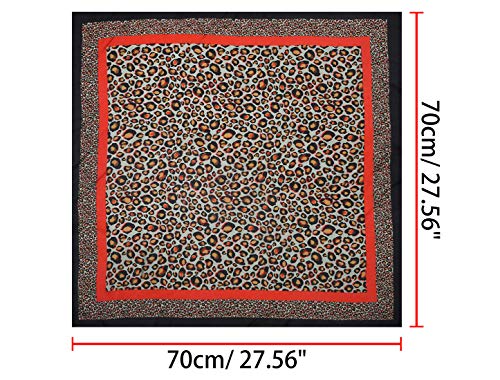 Allegra K 70cm Animal Leopard Print Silk Like Square Scarves Kerchief Neck Head Scarf Neckerchief Bandana3