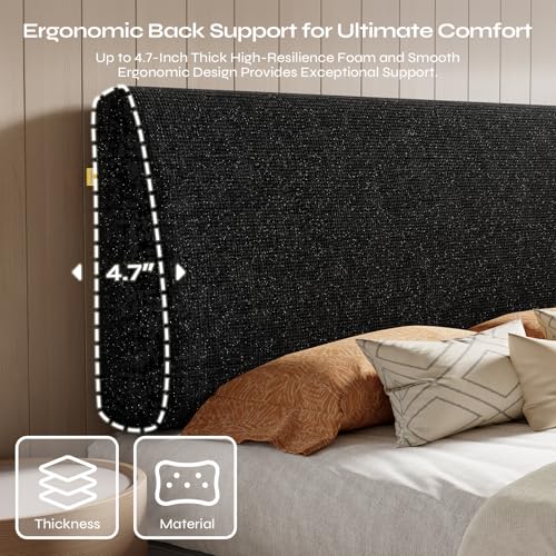 Image of Pinmoco 4.7 inch Upholstered Headboard for Full Size Bed, Height Adjustable and Ergonomic Headboard, Easy Assemble, Sturdy and Durable, Starry Night Black
