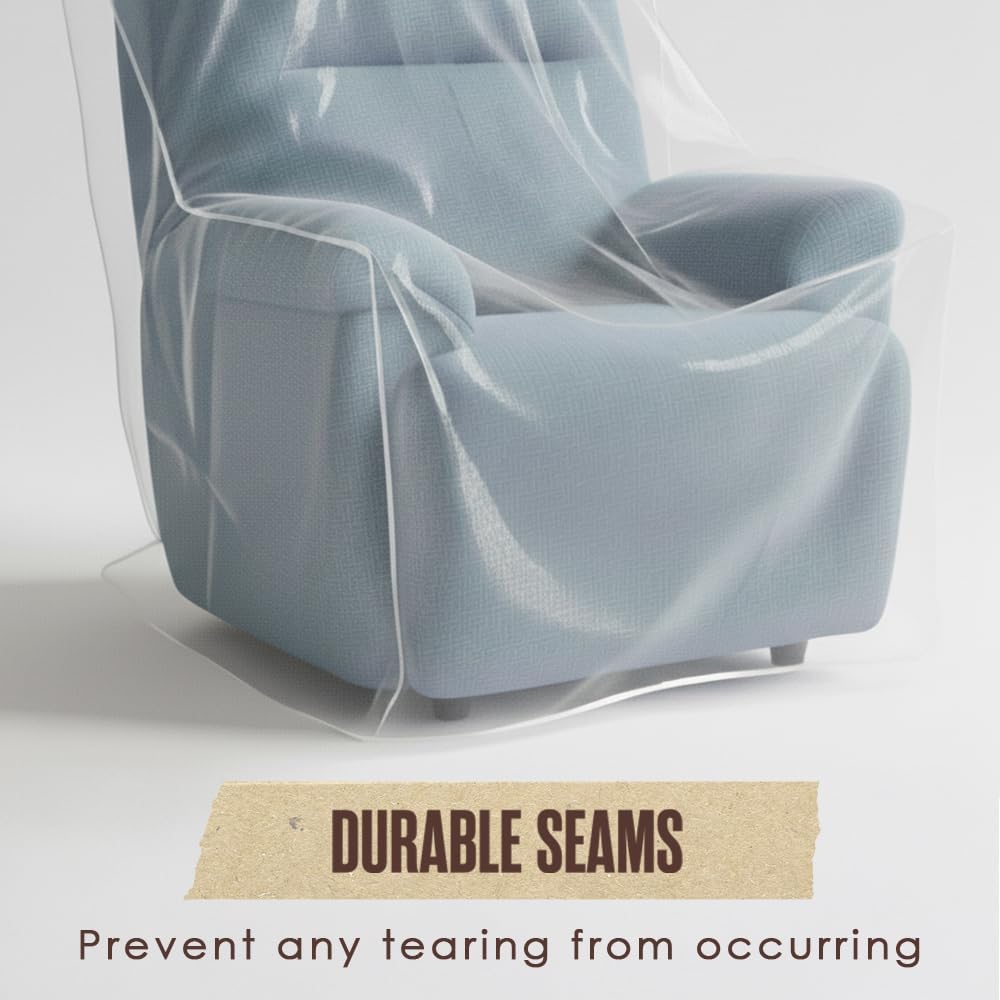 Houseables Plastic Recliner Cover, Armchair Covers, Recliner Chair Protector, Plastic Furniture Protectors, Chair Storage Bag, Armchair Slipcover, Vinyl, Waterproof, Cat Proof, Clear, Pet, Moving, 2PK