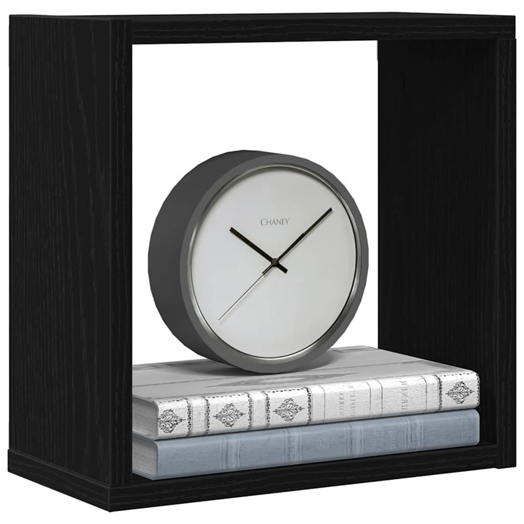 Gecheer Mensole a cubo da Parete, salvaspazio Funzionali 30x15x30 cm in Legno Tecnico Rovere Nero, mensole modulari per Soggiorno Camera da Letto Ufficio