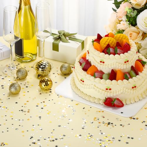 Image of HESTYA 60g star Confetti Glitter Star Table Confetti Metallic Foil Stars for Party Wedding Festival Decorations(Silver Gold Black,10mm and 6mm)