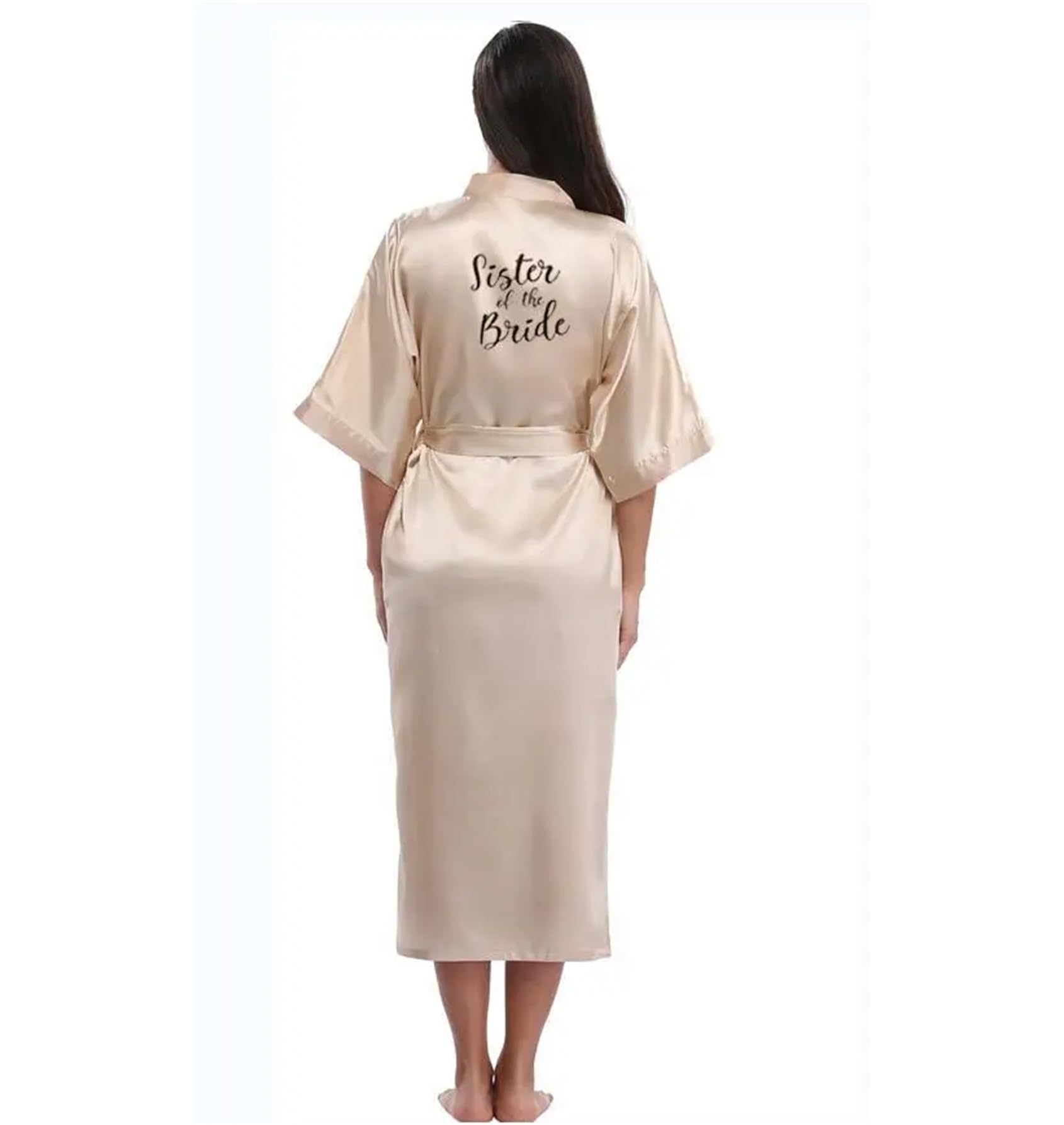 Yeuyyben Champagne Oro Robe Sposa Raso Kimono Robe Donne Matrimonio Sorella Della Sposa Stampa Damigella D'onore Abiti Da Sposa