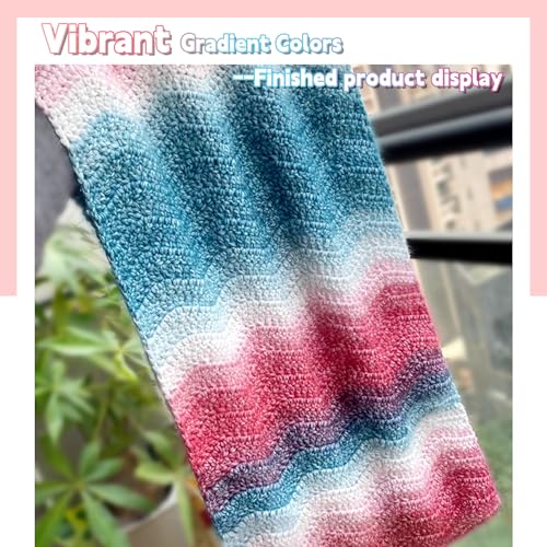 Image of Katech Ombre Yarn for Crocheting-Gradient Cake Yarn-4x100g 60% Cotton 30% Acrylic 11% Wool-Multicolor Soft Rainbow Cotton Crochet Yarn for Scarves, Shawls, Blankets and Garments(M)