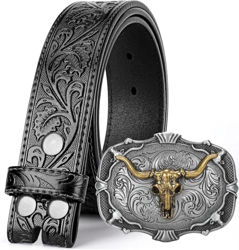 Western Genuine Leather Buckle Belt – Cowboy-Inspired Style for Everyday Wear