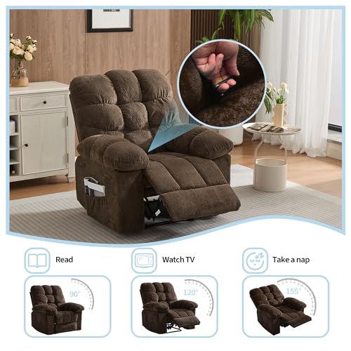 Sillón reclinable ergonómico marrón oversize miniatura 4