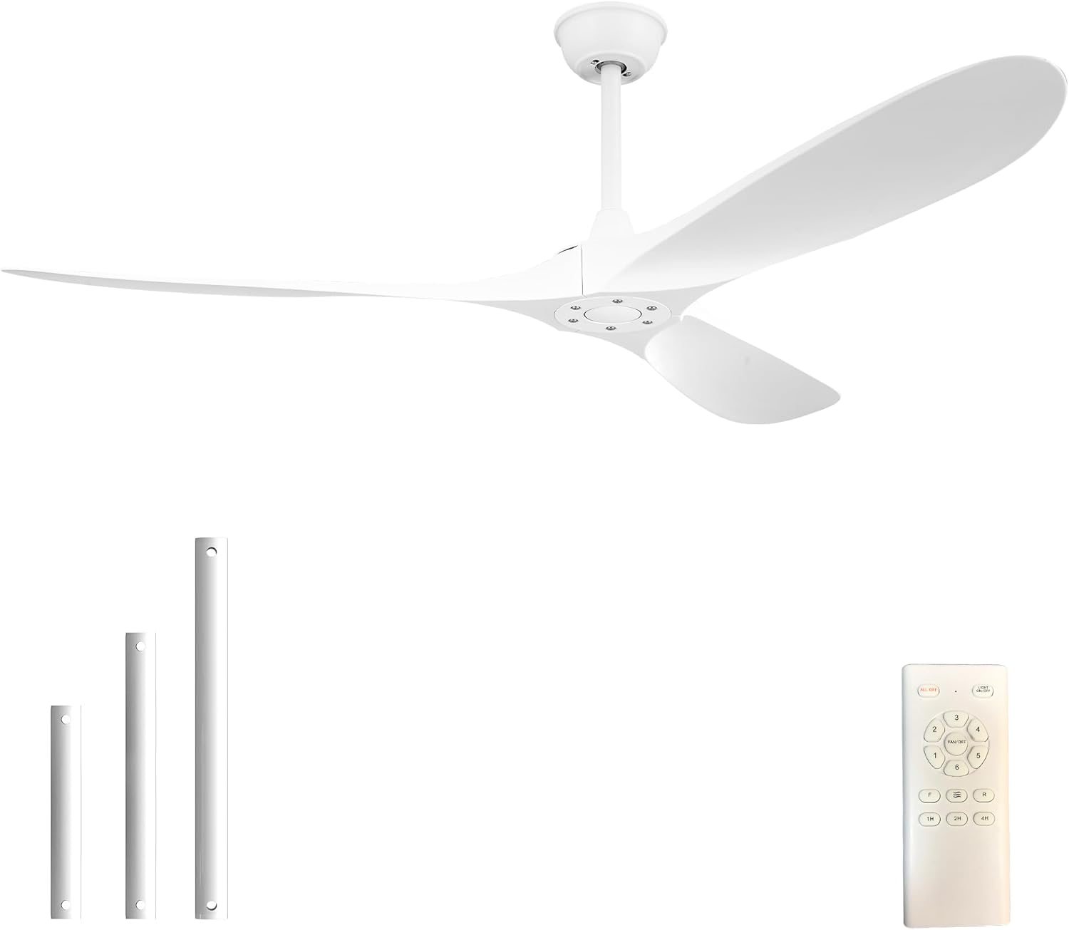 60 Inch Indoor/Outdoor Ceiling Fan with Remote Control,Modern White Ceiling Fan with Reversible Quiet DC Motor,3 ABS Blades for Living Room,Bedroom,Patios,Farmhouse White 60 inch