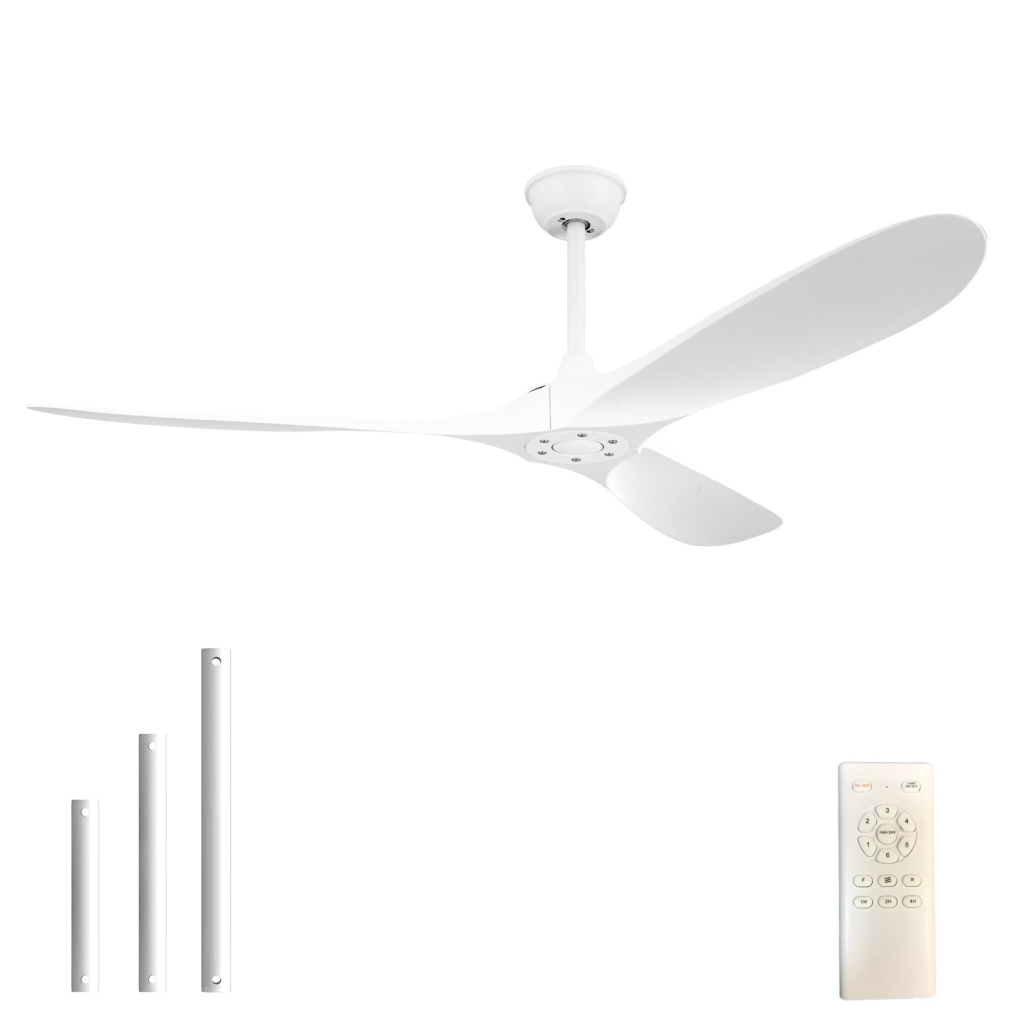 YJFAN 60 Inch Indoor/Outdoor Ceiling Fan with Remote Control,Modern White Ceiling Fan with Reversible Quiet DC Motor,3 ABS Blades for Living Room,