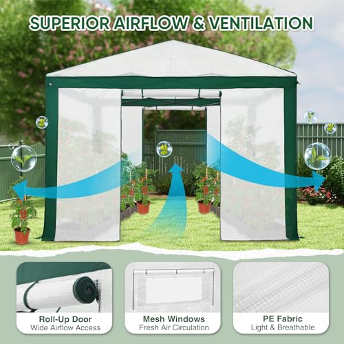 Image of EAGLE PEAK 10x10 Walk in Pop Up Greenhouse, Green /White